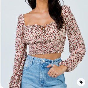 Floral Princess Polly Long-Sleeve Crop Top